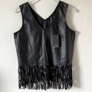 ⭕️ A|X Armani Exchange Black Leather Top Fridges Boho Style Medium